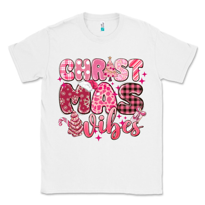 Christmas Vibes Pink Classic Tee by MaliasSmallBusiness | Teevron