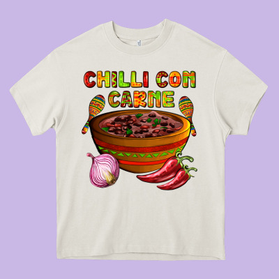 Chilli Con Carne  With Chilli Pepper Heavy Core Tee Designed By Adodesignshop
