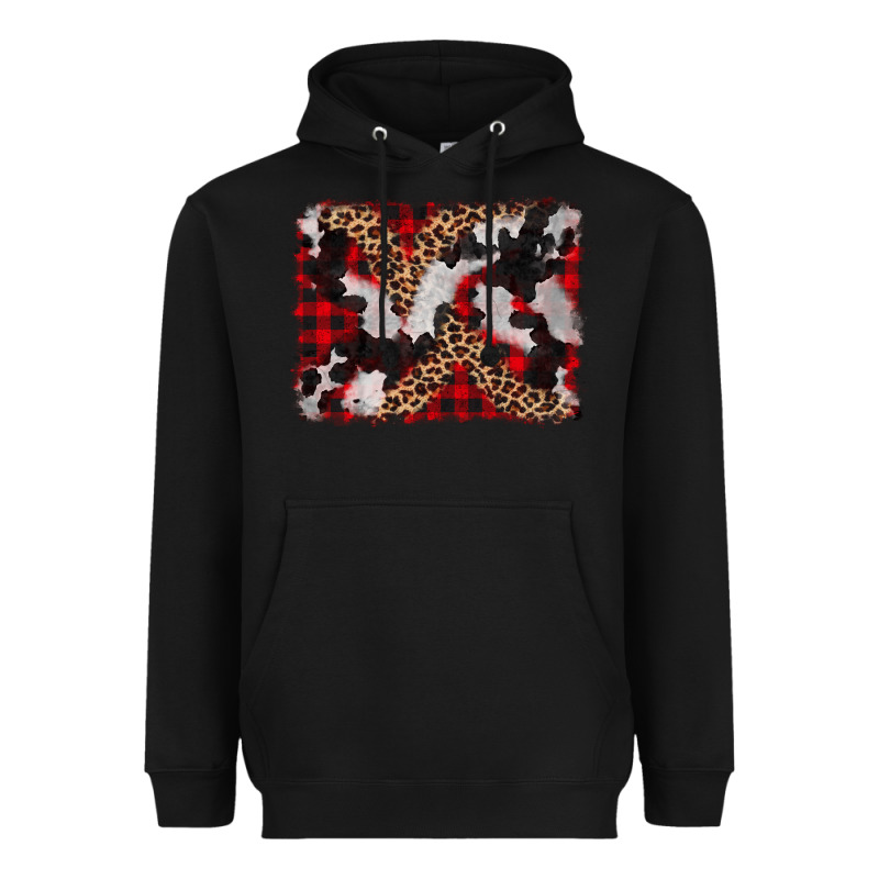 Cowhide Buffalo Plaid Leopad Background Heavyweight Hoodie by CowCowDesign | Teevron