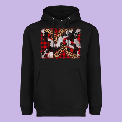 Cowhide Buffalo Plaid Leopad Background Heavyweight Hoodie Designed By Cowcowdesign