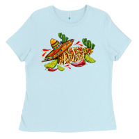 Baby Blue mexican elote corn sombrero lime and  cactus Ladies Tee - AdoDesignShop