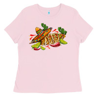 Bubblegum Pink mexican elote corn sombrero lime and  cactus Ladies Tee - AdoDesignShop