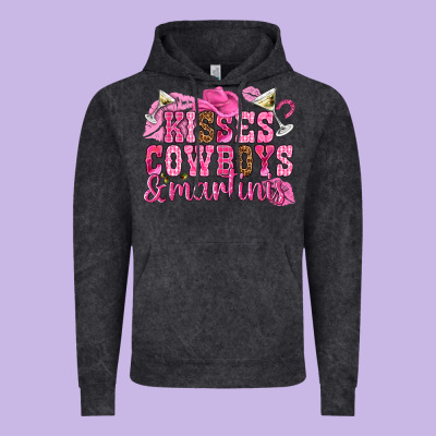 Kisses Cowboys Martinis Vintage Hoodie Designed By Nancycooperartshop