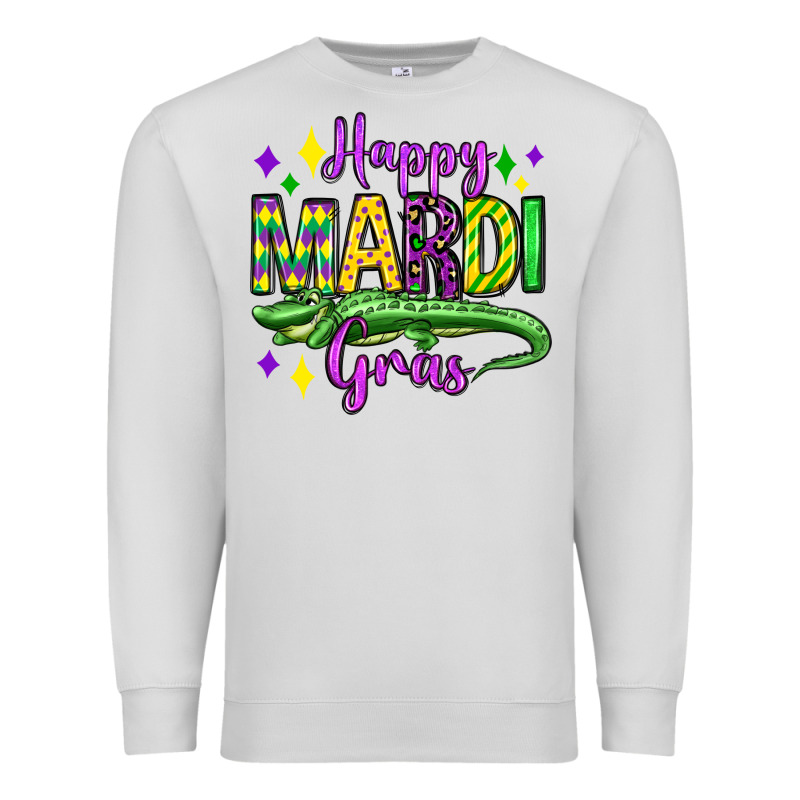 Happy Mardi Gras Alligator Olivia Premium Sweatshirt by OliviaCreatesArt | Teevron