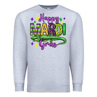Heather Grey happy mardi gras alligator olivia Premium Sweatshirt - OliviaCreatesArt