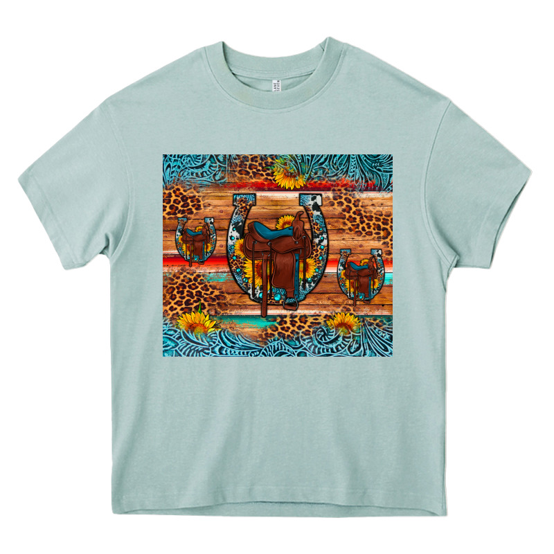 Saddle Horseshoe Leopard Sunflower Heavy Core Tee by Artiststas | Teevron