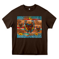 Chocolate Brown saddle horseshoe leopard sunflower Heavy Core Tee - Artiststas