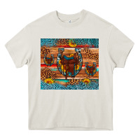 Cream saddle horseshoe leopard sunflower Heavy Core Tee - Artiststas