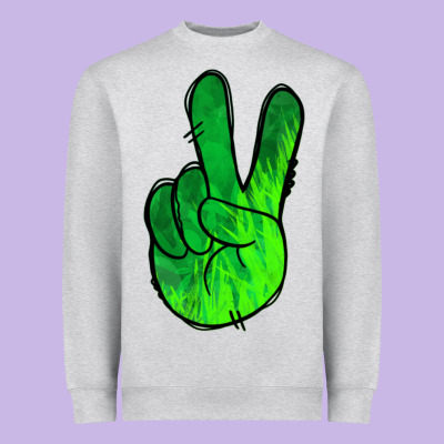 Green Peace Sign Heavyweight Sweatshirt Designed By Jasminsmagicworld