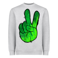 Heather Grey Green Peace Sign Heavyweight Sweatshirt - Jasminsmagicworld