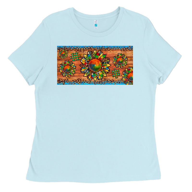 Autism Awareness Sunflower Puzzle License Plate Ladies Tee by Artiststas | Teevron