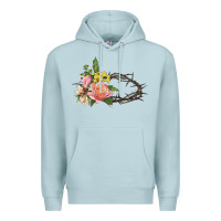 Blue Mist Crown of thorns floral Easter Premium Hoodie - CowGirlArtShop