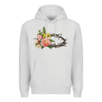 Dove Grey Crown of thorns floral Easter Premium Hoodie - CowGirlArtShop