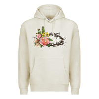 Oatmeal Heather Crown of thorns floral Easter Premium Hoodie - CowGirlArtShop