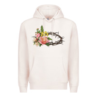 Pale Pink Crown of thorns floral Easter Premium Hoodie - CowGirlArtShop