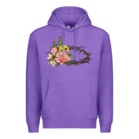 Purple Crown of thorns floral Easter Premium Hoodie - CowGirlArtShop