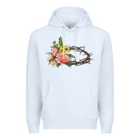White Crown of thorns floral Easter Premium Hoodie - CowGirlArtShop
