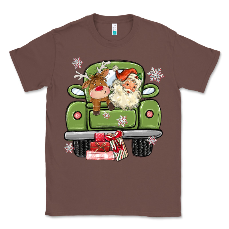 Christmas Santa And Reindeer Truck Classic Tee by MaliasSmallBusiness | Teevron
