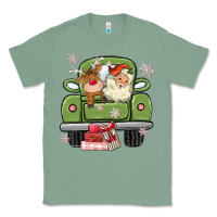 Sage christmas santa and reindeer truck Classic Tee - MaliasSmallBusiness