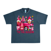 Midnight Navy Tis' the season pink Christmas gnomes truck Urban Heavy Tee - NancyCooperArtShop