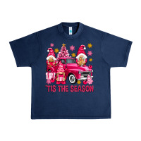 Navy Tis' the season pink Christmas gnomes truck Urban Heavy Tee - NancyCooperArtShop