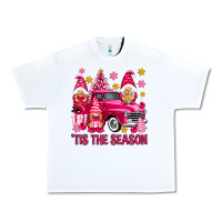 White Tis' the season pink Christmas gnomes truck Urban Heavy Tee - NancyCooperArtShop