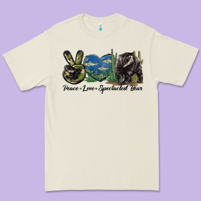 Peace Love Spectacled Bear Premium Tee Designed By Lillyallendesigns
