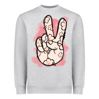 Heather Grey Floral Peace Sign Heavyweight Sweatshirt - Jasminsmagicworld