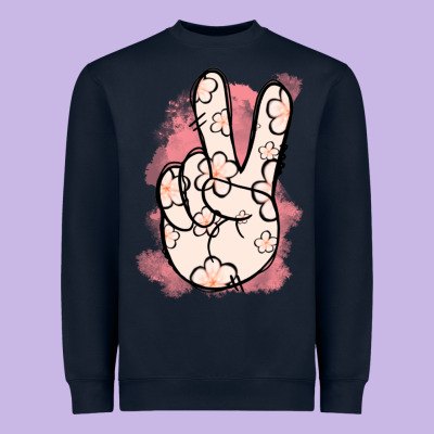 Floral Peace Sign Heavyweight Sweatshirt Designed By Jasminsmagicworld