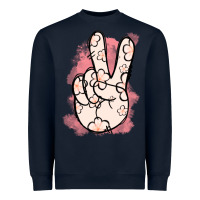 Navy Floral Peace Sign Heavyweight Sweatshirt - Jasminsmagicworld