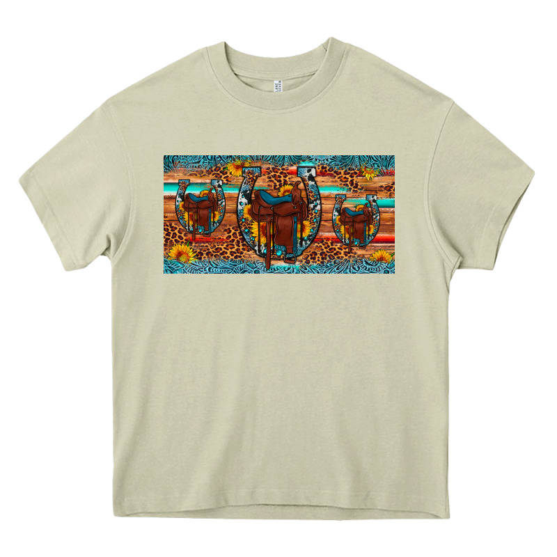Saddle Horseshoe  Sunflower Leopard License Plate Heavy Core Tee by Artiststas | Teevron