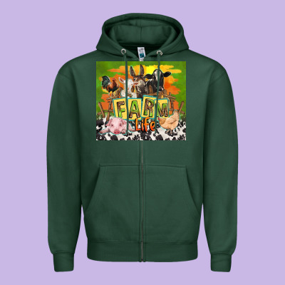 Farm Life With Animals Zipper Hoodie Designed By Tumblerdesignbyshophia