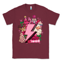 Burgundy pink christmas lightning bolt Classic Tee - MaliasSmallBusiness