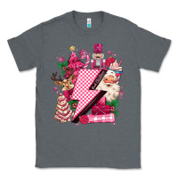 Charcoal Heather pink christmas lightning bolt Classic Tee - MaliasSmallBusiness