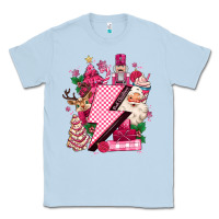 Dusty Blue pink christmas lightning bolt Classic Tee - MaliasSmallBusiness