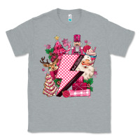 Heather Grey pink christmas lightning bolt Classic Tee - MaliasSmallBusiness