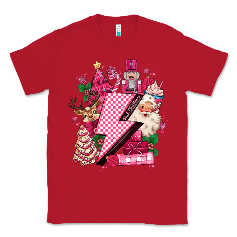 Pink Christmas Lightning Bolt Classic Tee by MaliasSmallBusiness | Teevron
