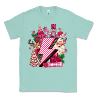 Seafoam pink christmas lightning bolt Classic Tee - MaliasSmallBusiness