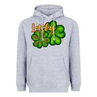 Heather Grey St. Patrick's Lucky and shamrock Heavyweight Hoodie - OliviaCreatesArt