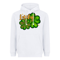 White St. Patrick's Lucky and shamrock Heavyweight Hoodie - OliviaCreatesArt