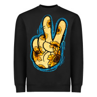 Black Yellow Glitter Sunflower Peace Sign Heavyweight Sweatshirt - Jasminsmagicworld