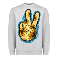 Heather Grey Yellow Glitter Sunflower Peace Sign Heavyweight Sweatshirt - Jasminsmagicworld