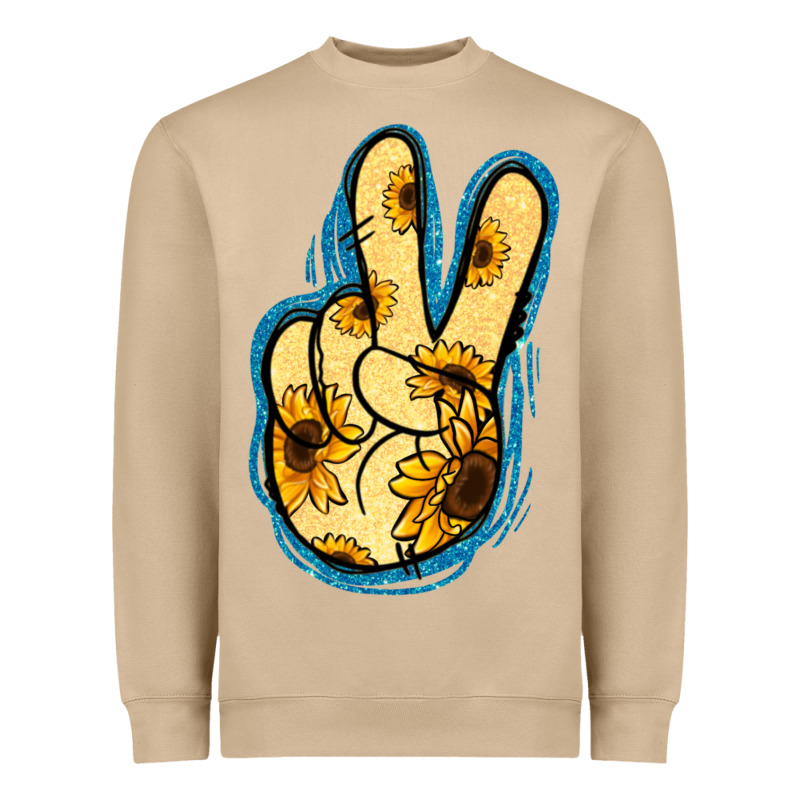 Yellow Glitter Sunflower Peace Sign Heavyweight Sweatshirt by Jasminsmagicworld | Teevron