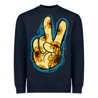 Navy Yellow Glitter Sunflower Peace Sign Heavyweight Sweatshirt - Jasminsmagicworld