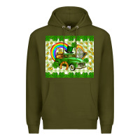 Army Green St. Patrick's truck Premium Hoodie - CowGirlArtShop