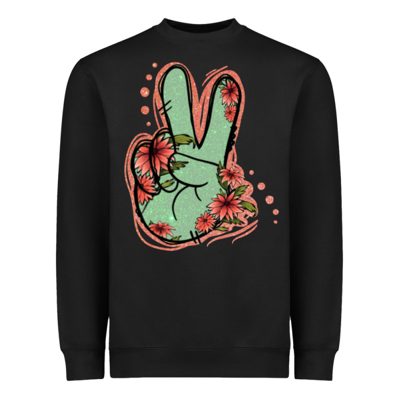 Green Glitter Floral Peace Sign Heavyweight Sweatshirt by Jasminsmagicworld | Teevron