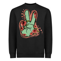 Black Green Glitter Floral Peace Sign Heavyweight Sweatshirt - Jasminsmagicworld