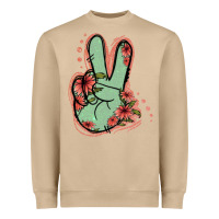 Mushroom Green Glitter Floral Peace Sign Heavyweight Sweatshirt - Jasminsmagicworld