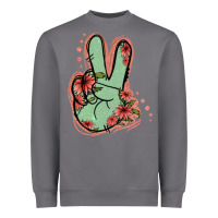Storm Green Glitter Floral Peace Sign Heavyweight Sweatshirt - Jasminsmagicworld