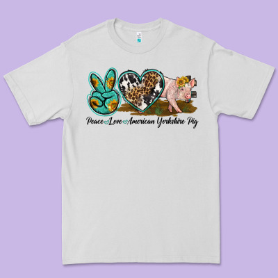 Peace Love Yorkshire Pig Premium Tee Designed By Lillyallendesigns